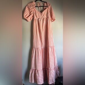 ASOS Design Sweetheart Neck Maxi Dress with Pephem in Gingham